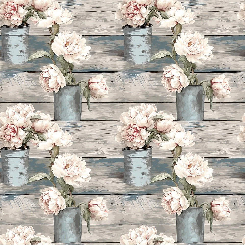 Milk Can Flowers Pattern #6 Fabric