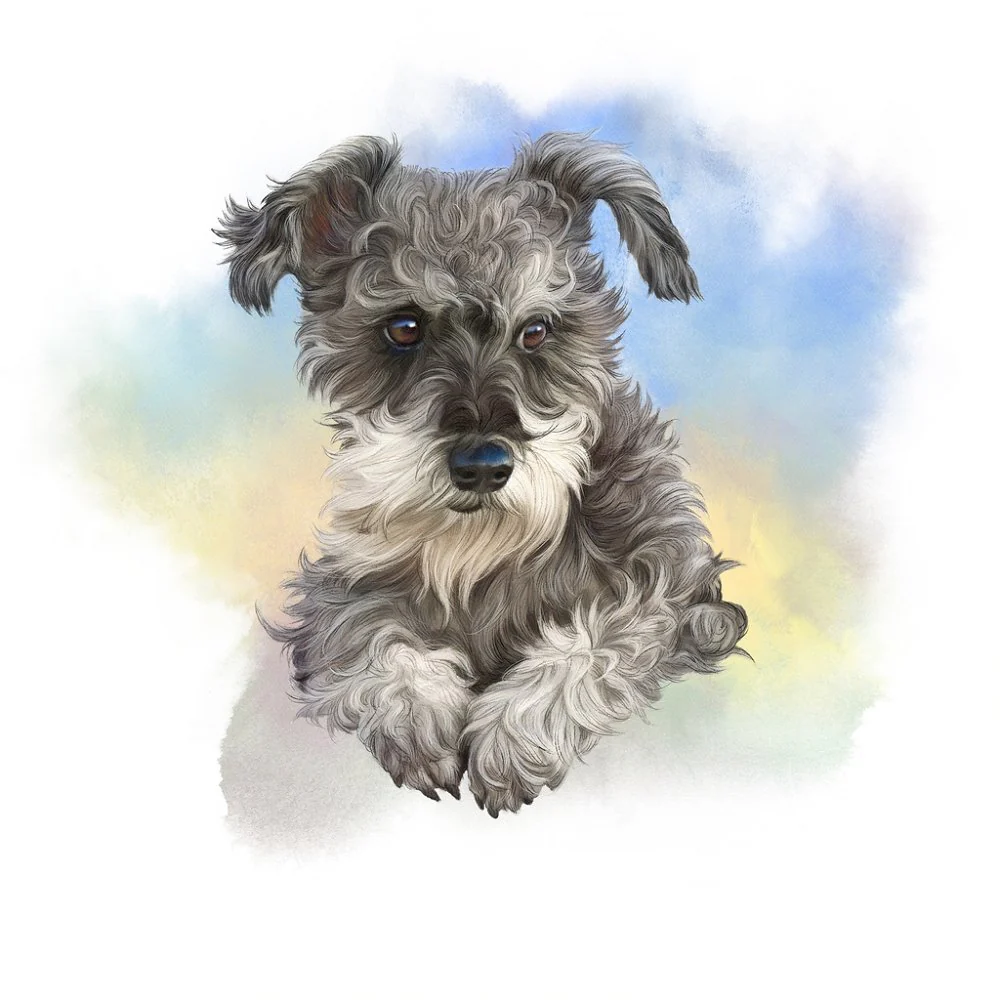 Mini Schnauzer Portrait Fabric Panel