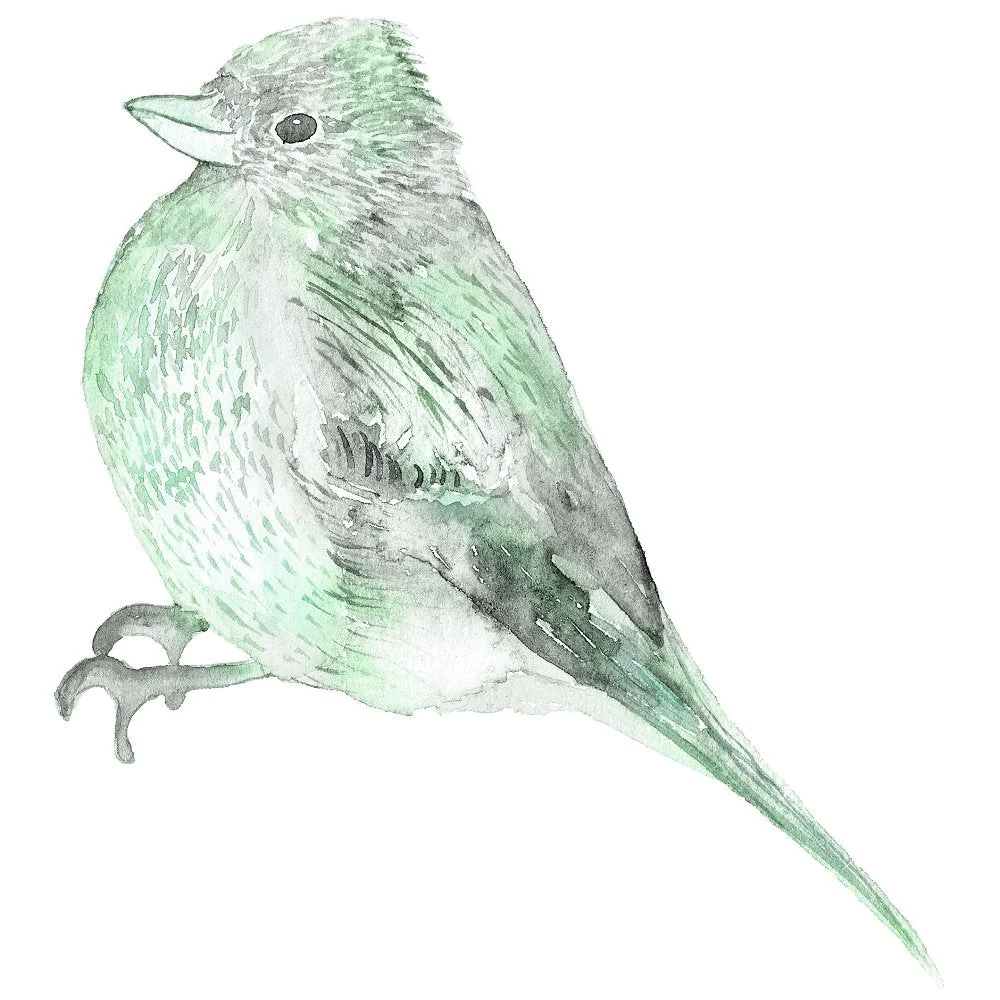 Mint Dreams Bird #2 Fabric Panel