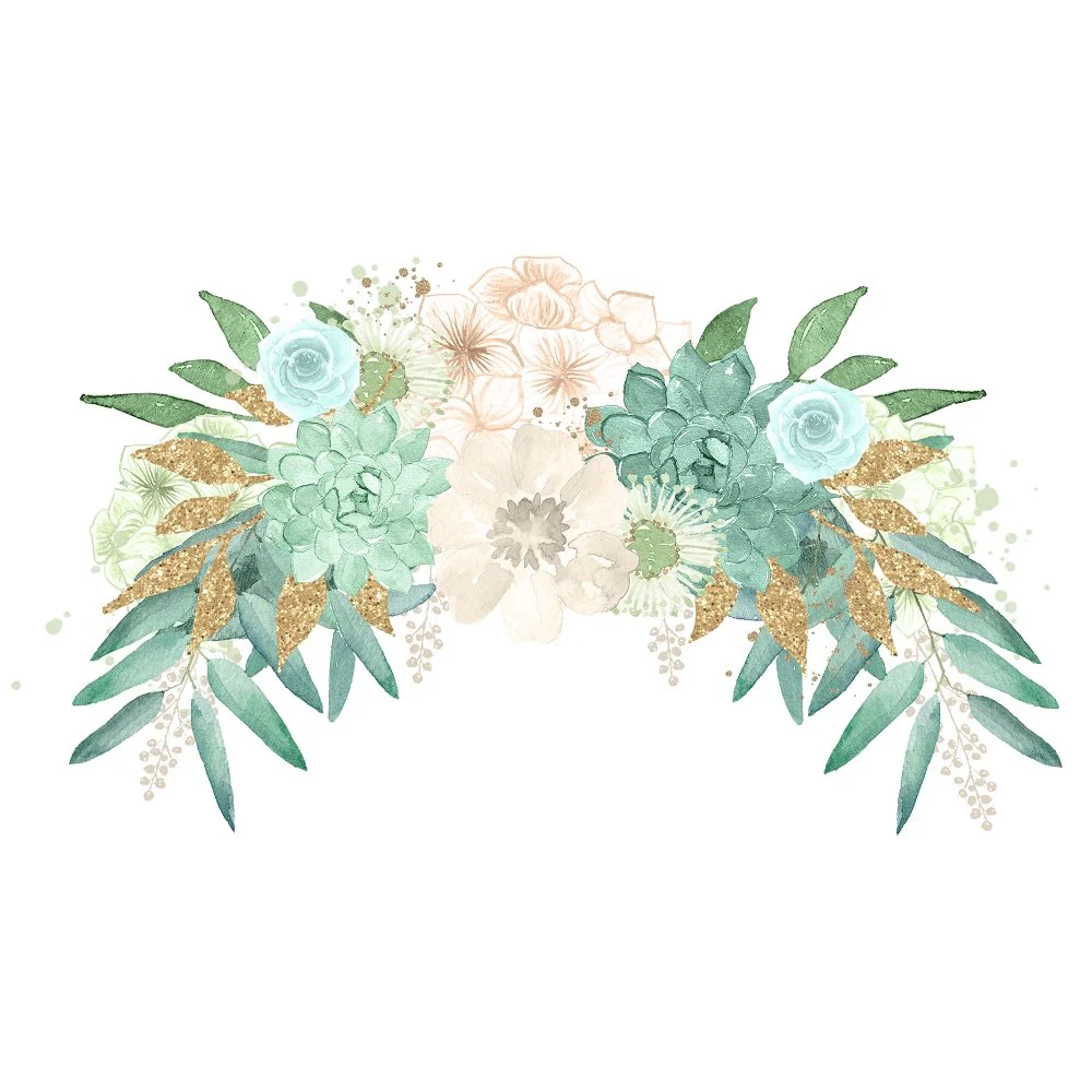 Mint Dreams Bouquet #2 Fabric Panel