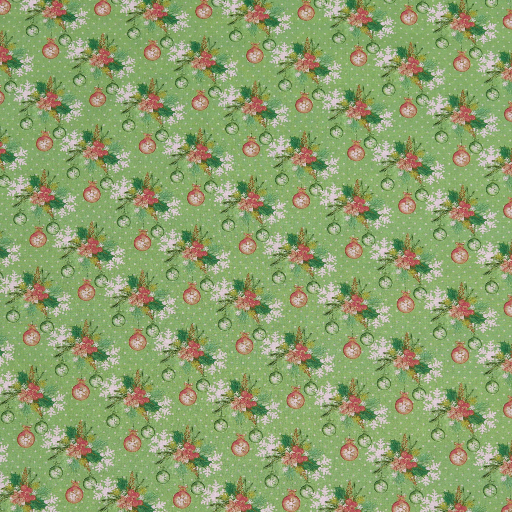 Mistletoe Christmas Ornaments Fabric - Green - Image 3