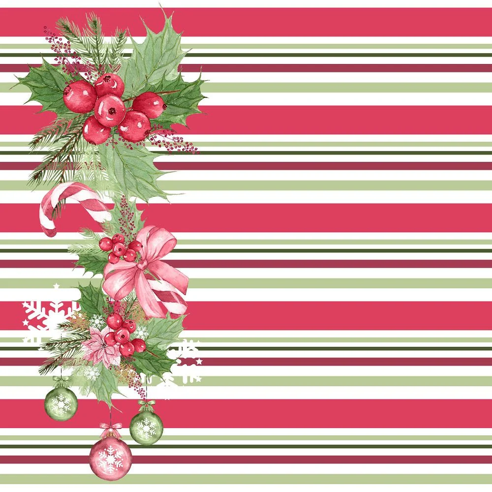 Mistletoe Christmas Stripes Fabric