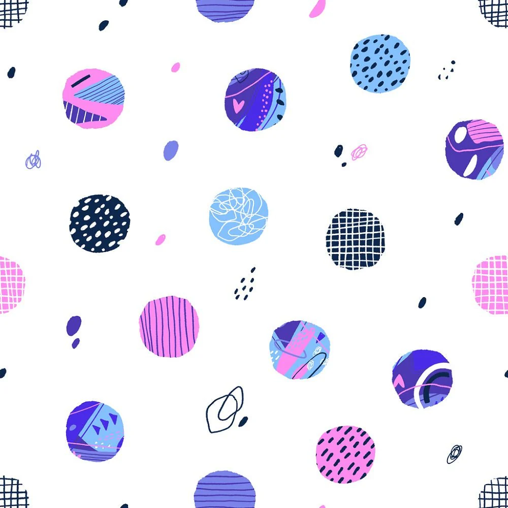 Modern Abstract Circles Fabric - White