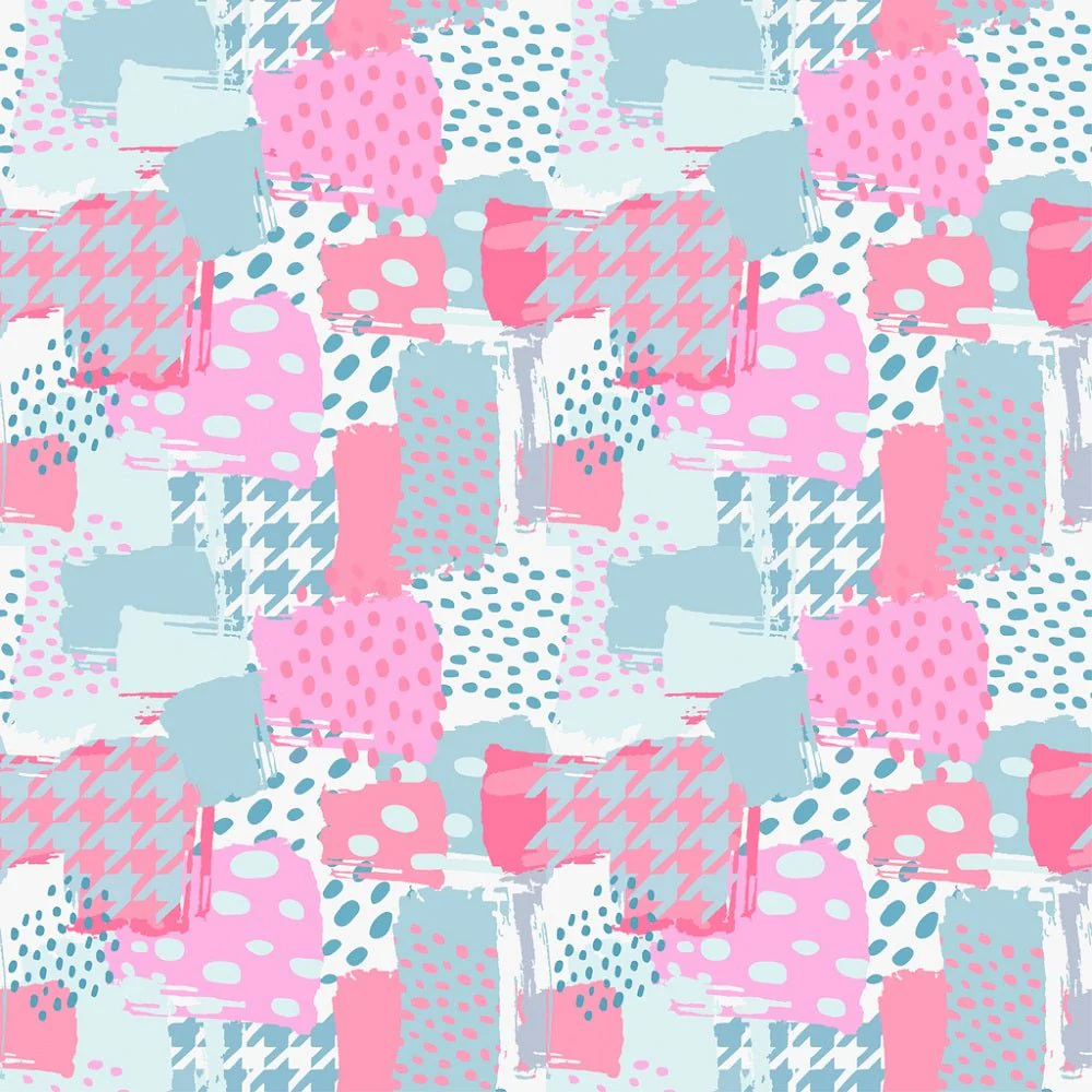 Modern Grunge Elements Fabric - Pink/Blue