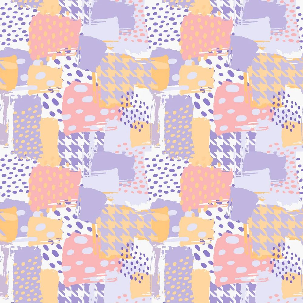 Modern Grunge Elements Fabric - Purple/Yellow
