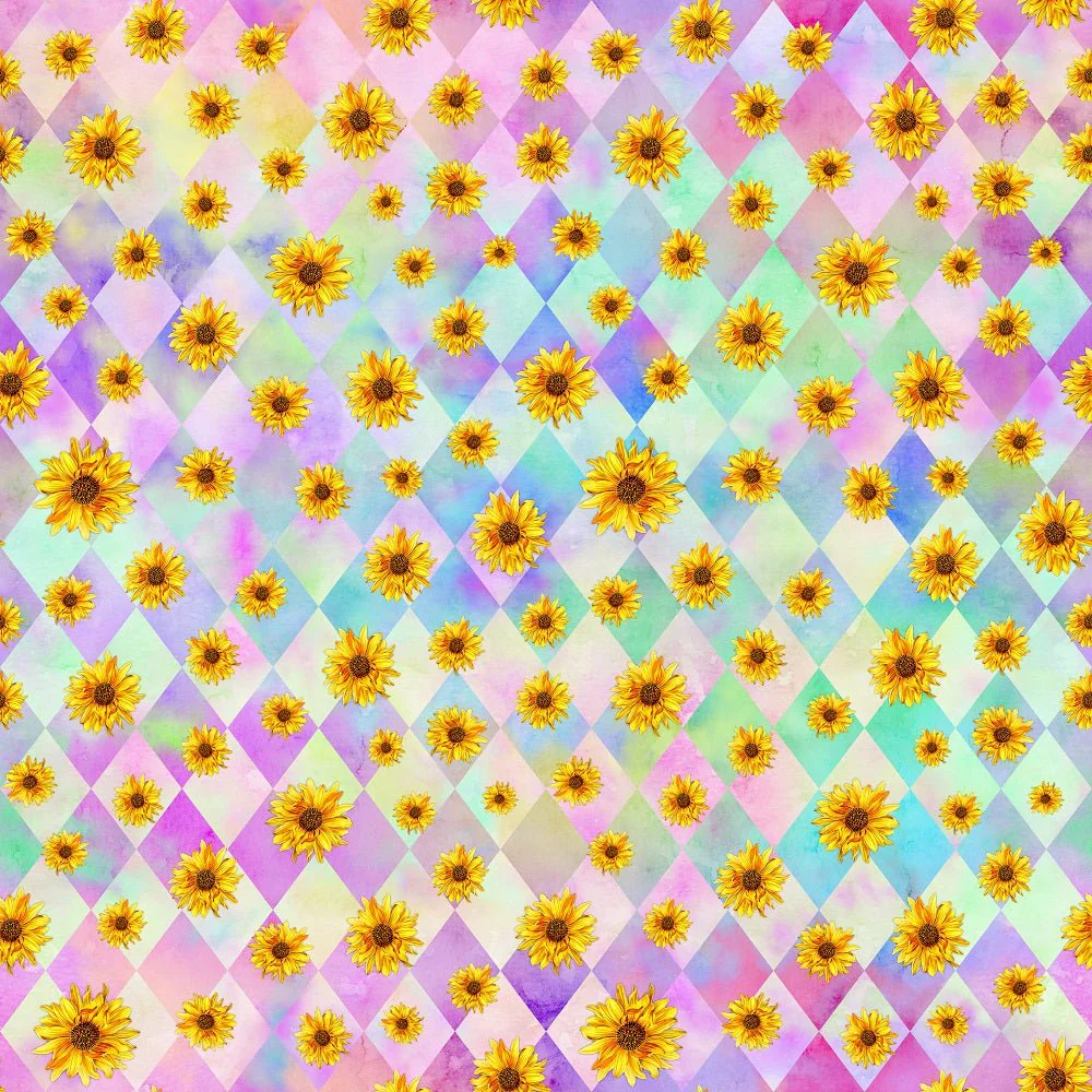 Modern Rainbow Sunflowers Fabric