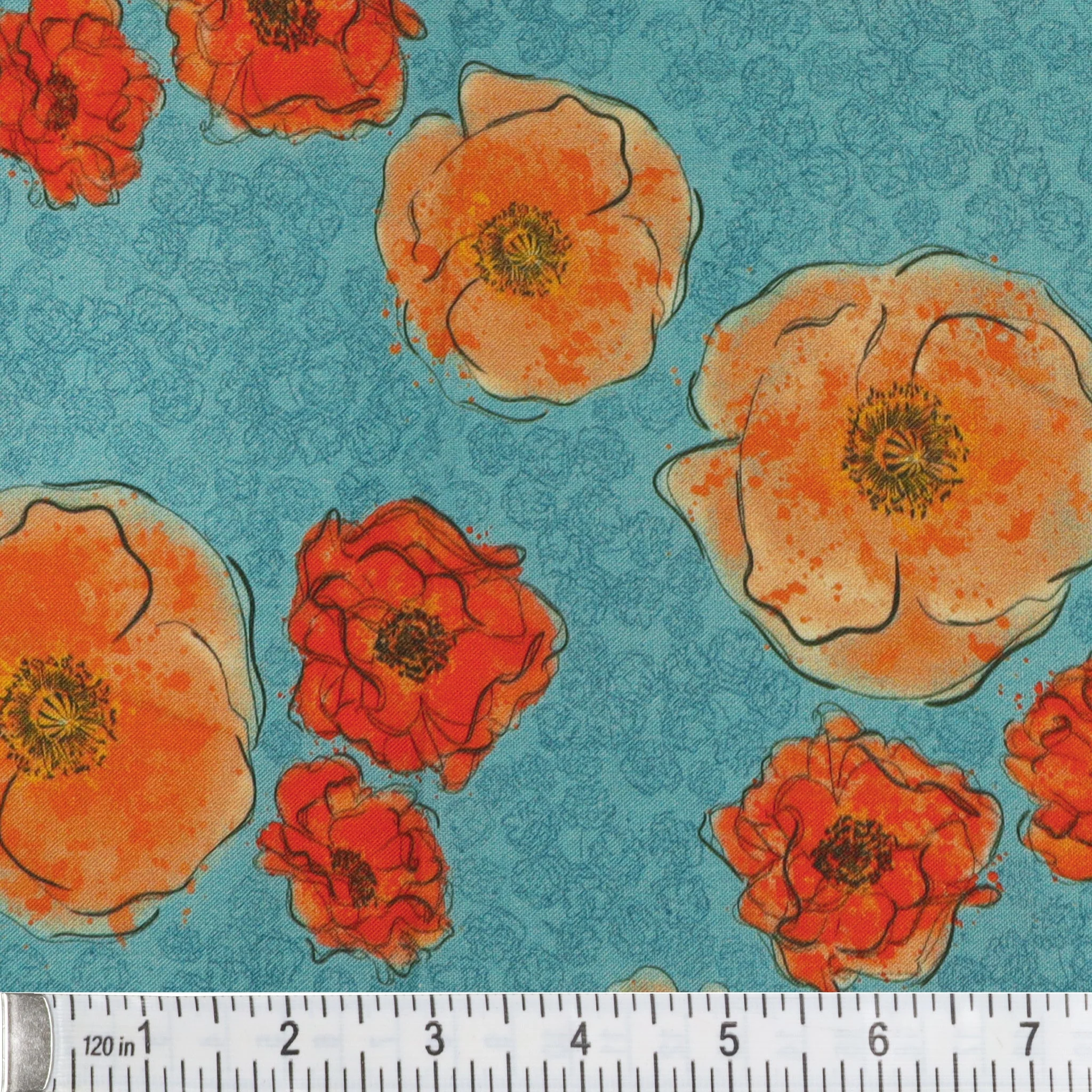 Modern Vintage: Treasured Fabric Collection - Treasured Poppies Turquoise - Image 3
