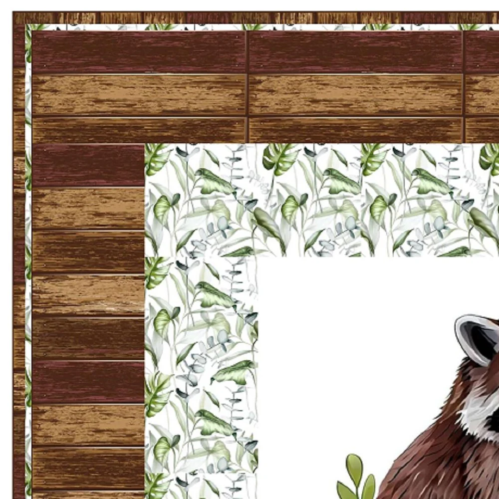 Mom and Baby Raccoon Sitting on a Stump Wall Hanging 42" x 42" - Image 2