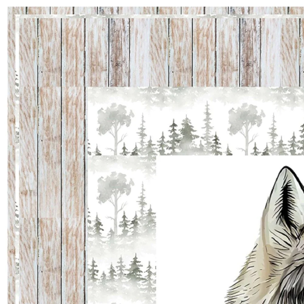 Mom and Baby Wolf in the Woods Wall Hanging 42" x 42" - Image 2