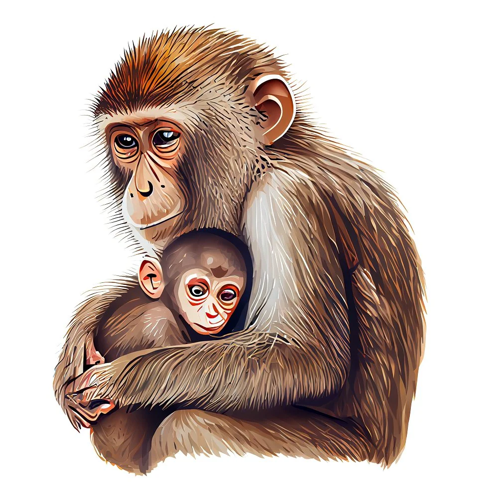 Mom & Baby Monkey Fabric Panel