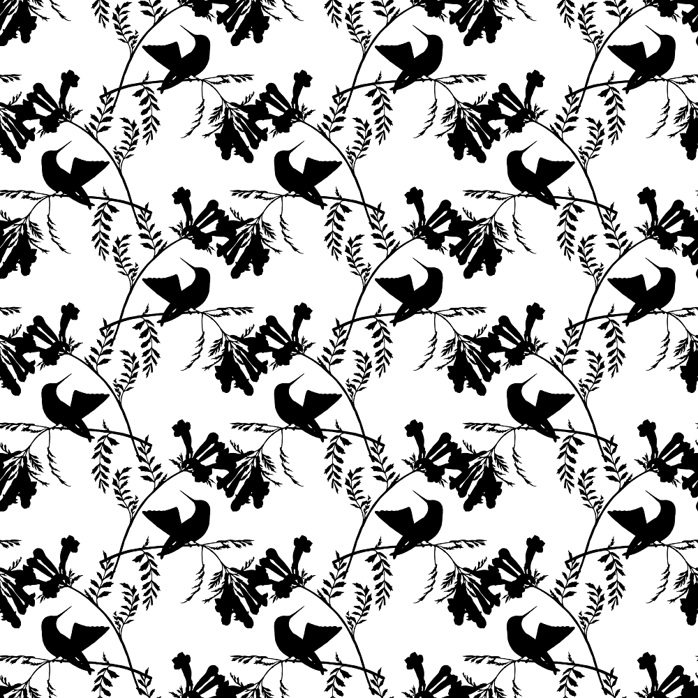 Monochrome Birds #2 Fabric