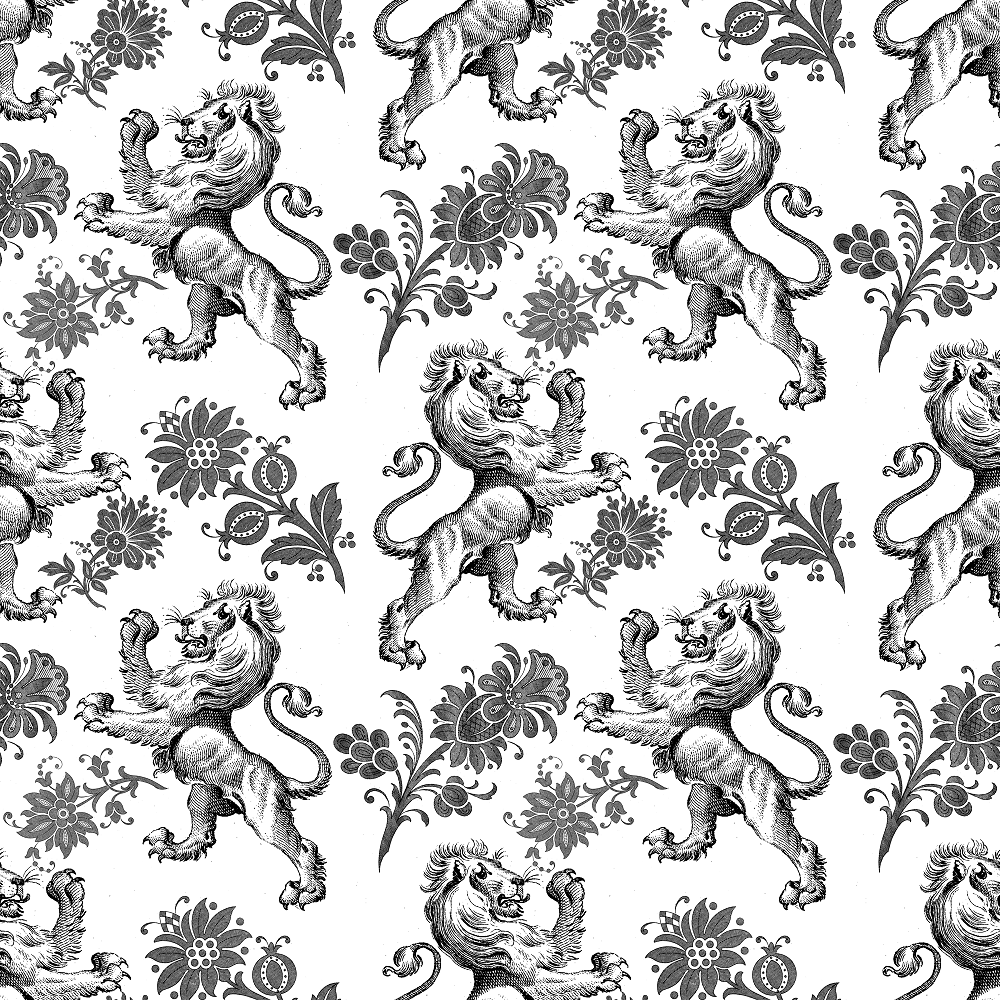 Monochrome Lions Fabric