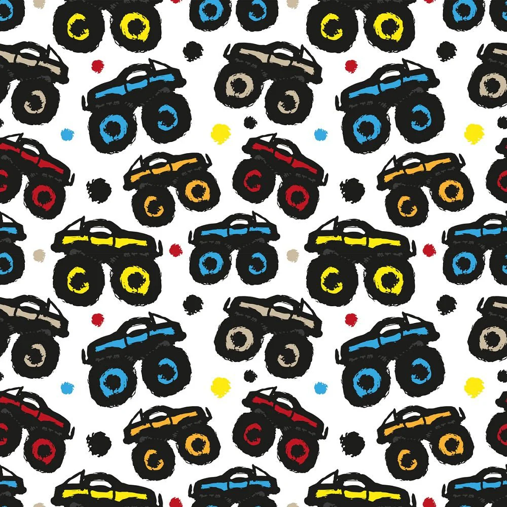 Monster Trucks and Dots Fabric - Multi