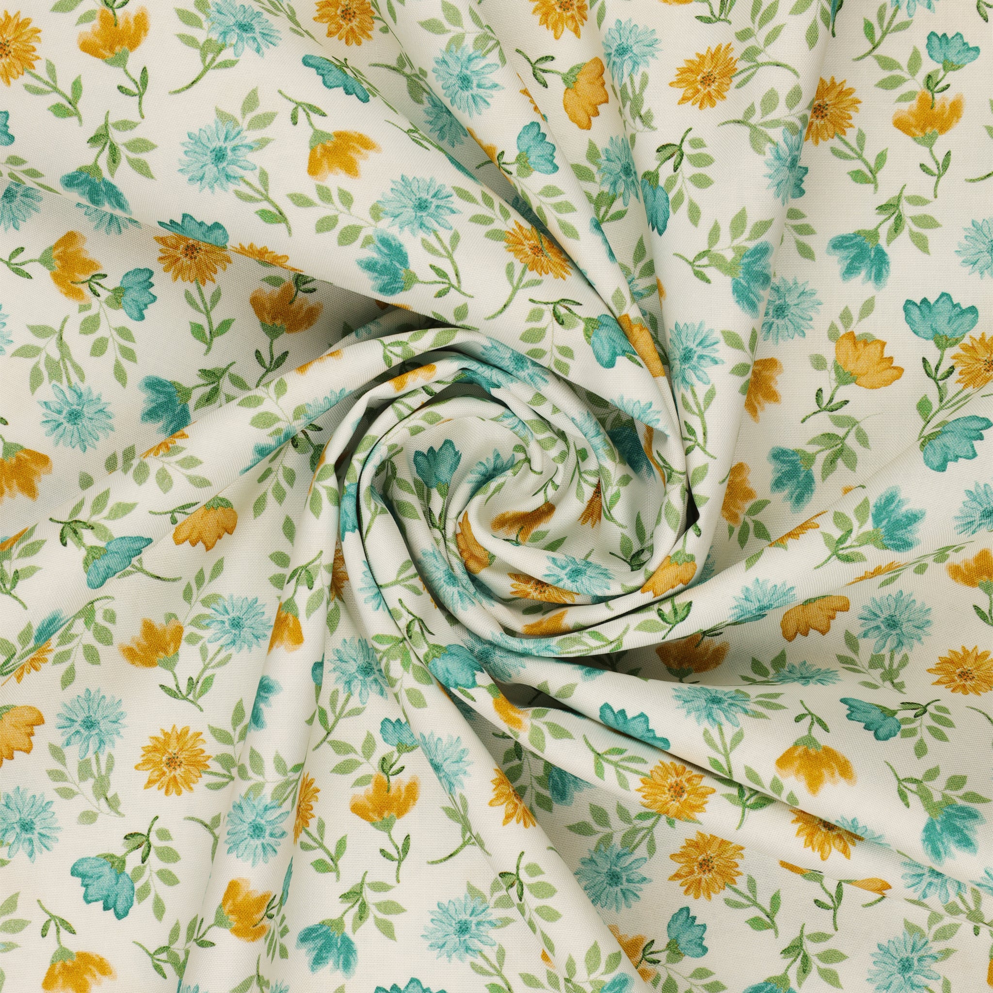 Montgomery-Mountain Charm Fabric Collection - Mountain Flower Toss Teal/White - Image 2