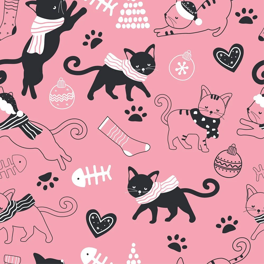 Moody Christmas Cats Pattern #3 Fabric