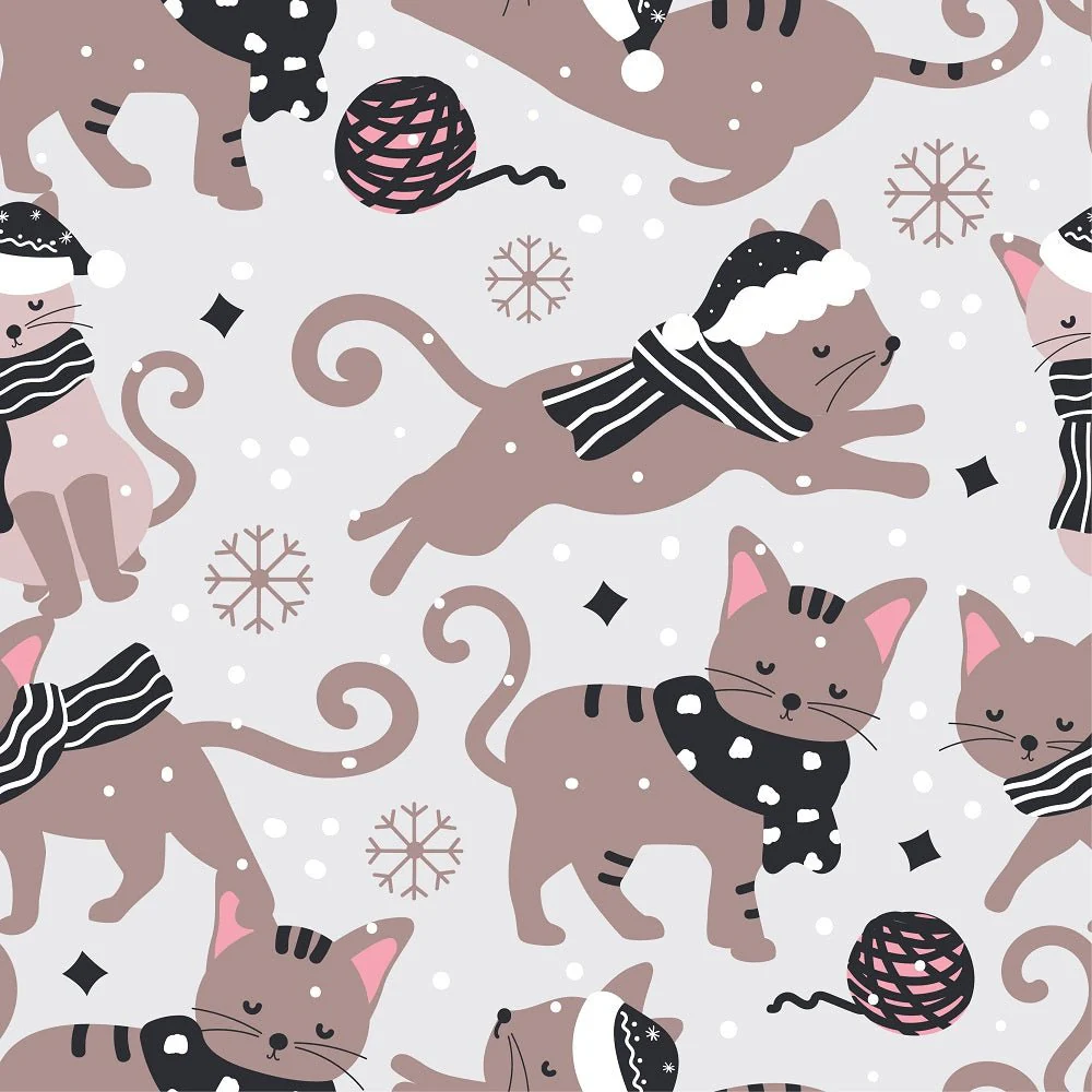 Moody Christmas Cats Pattern #6 Fabric