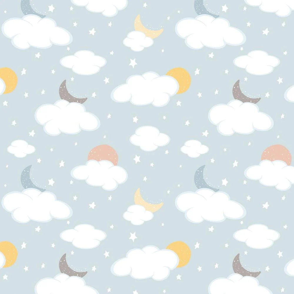 Moons & Clouds Fabric - Blue