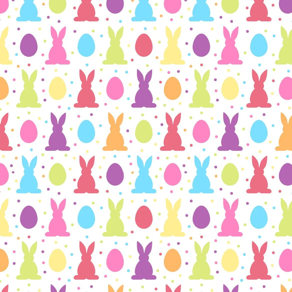 Multi-Colored Easter Bunny & Egg Fabric