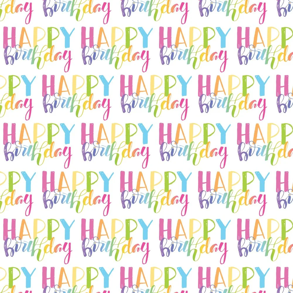 Multi-Colored Happy Birthday Fabric - Multi