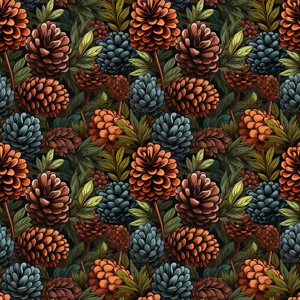 Multi-Colored Packed Pinecone Fabric