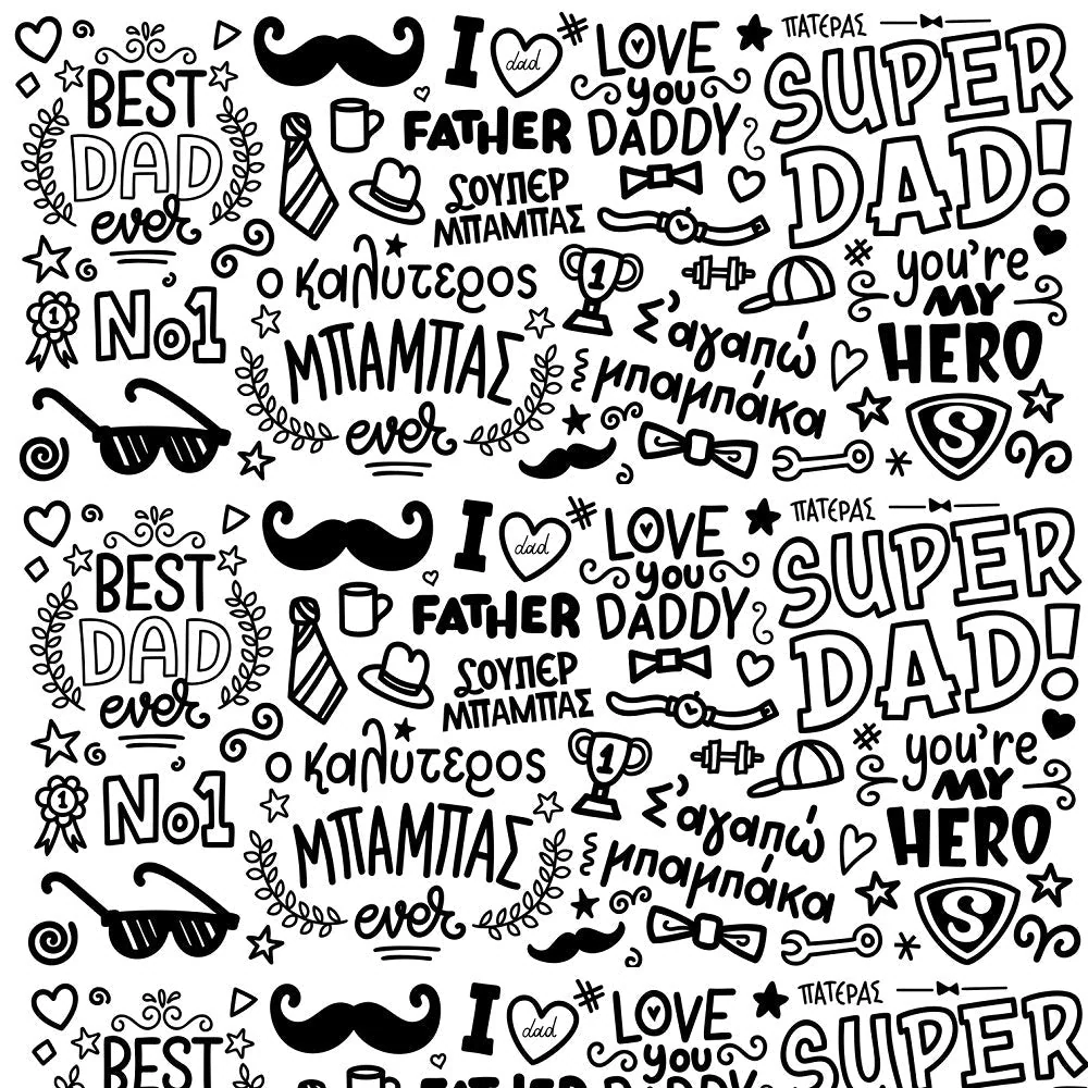 Multi-Lingual Dad Font Fabric - Black/White