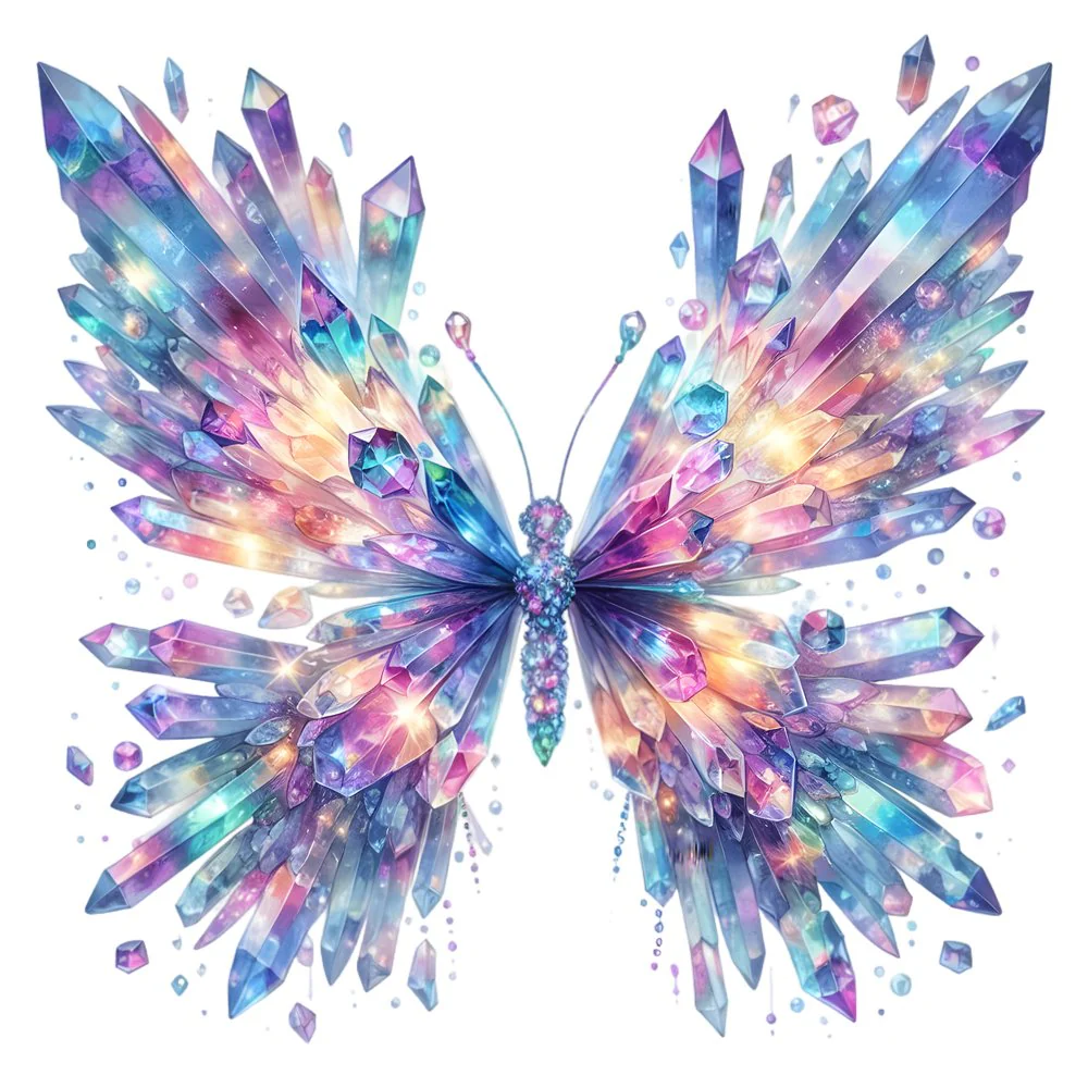 Mystical Butterflies Crystal #1 Fabric Panel