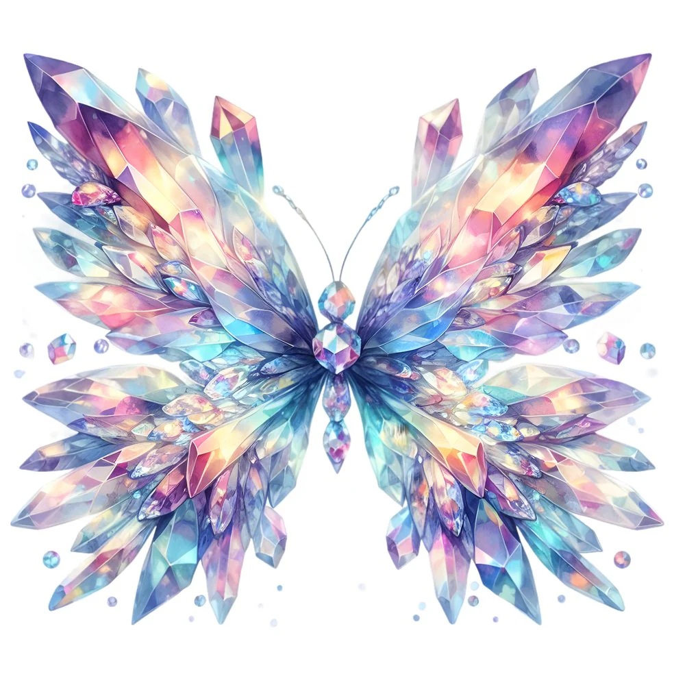Mystical Butterflies Crystal #2 Fabric Panel