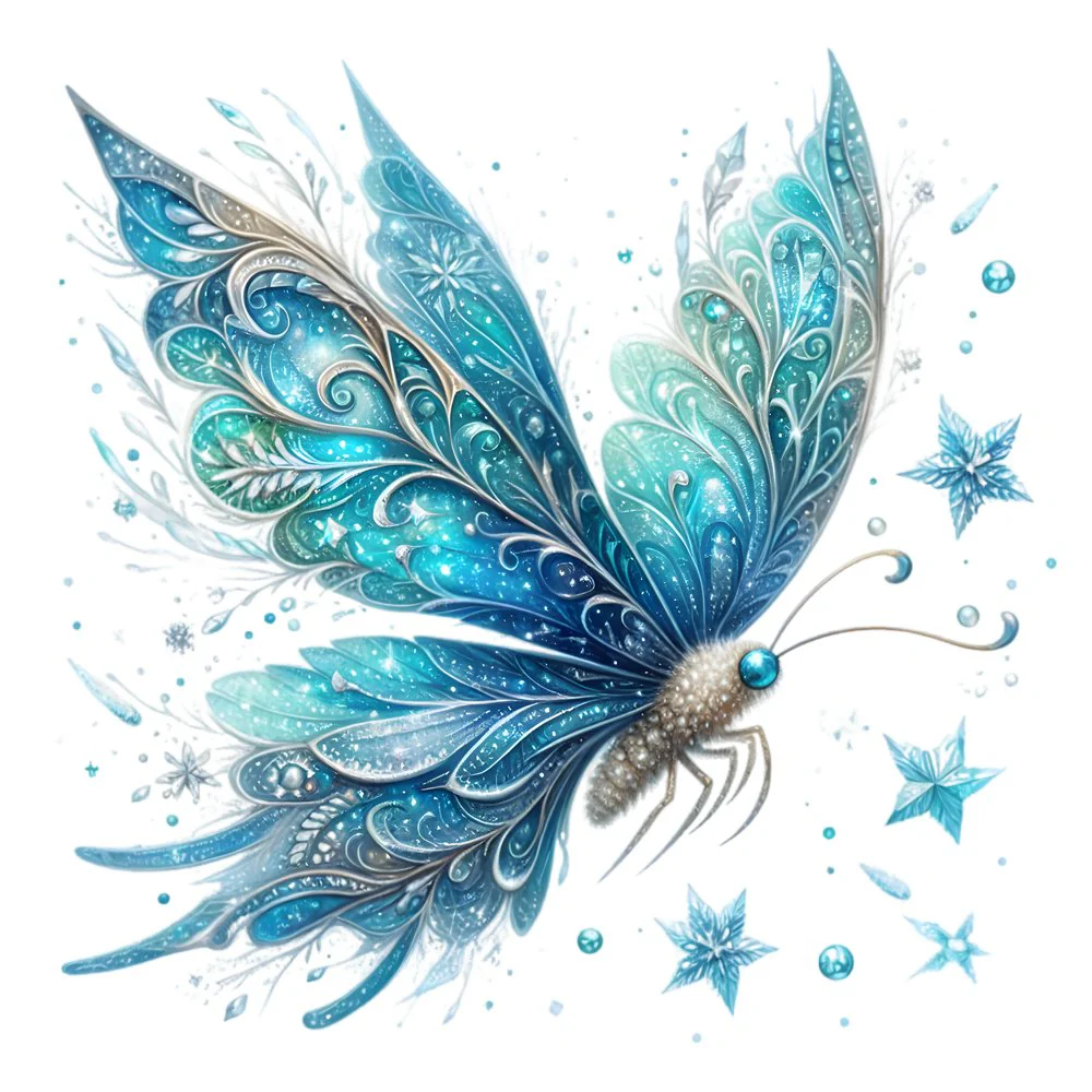 Mystical Butterflies Icy #1 Fabric Panel