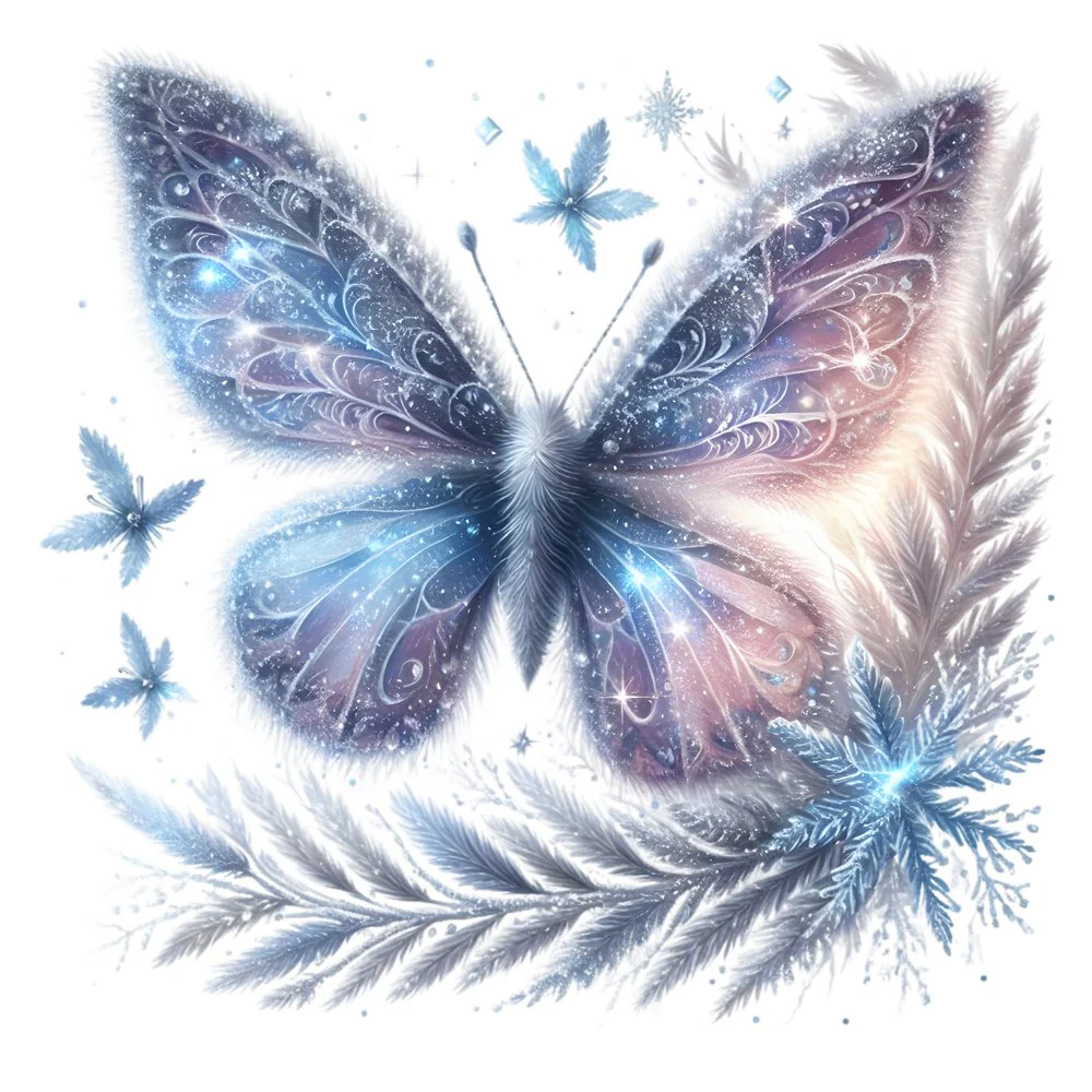 Mystical Butterflies Icy #2 Fabric Panel