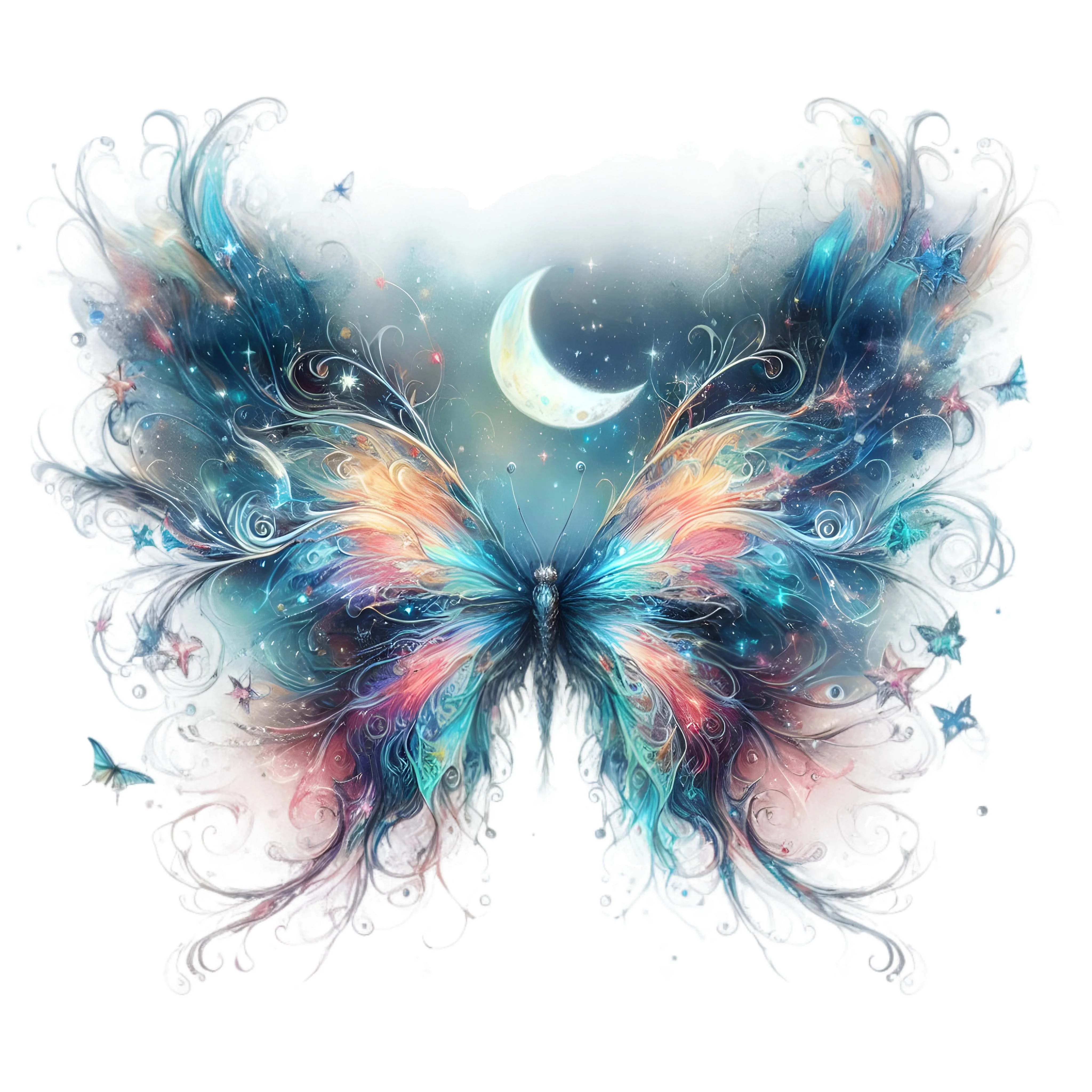 Mystical Butterflies Lunar #3 Fabric Panel