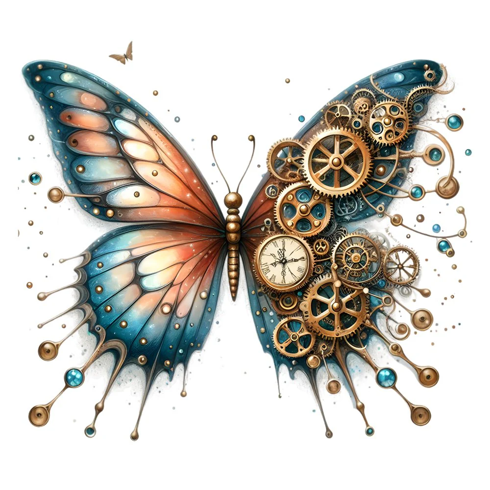 Mystical Butterflies Mechanical #1 Fabric Panel