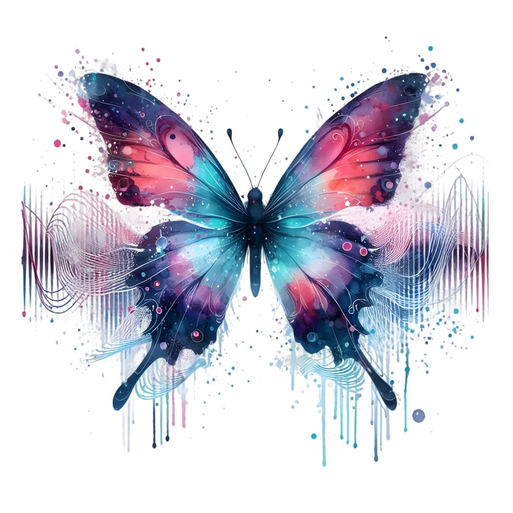 Mystical Butterflies Sound Waves #1 Fabric Panel