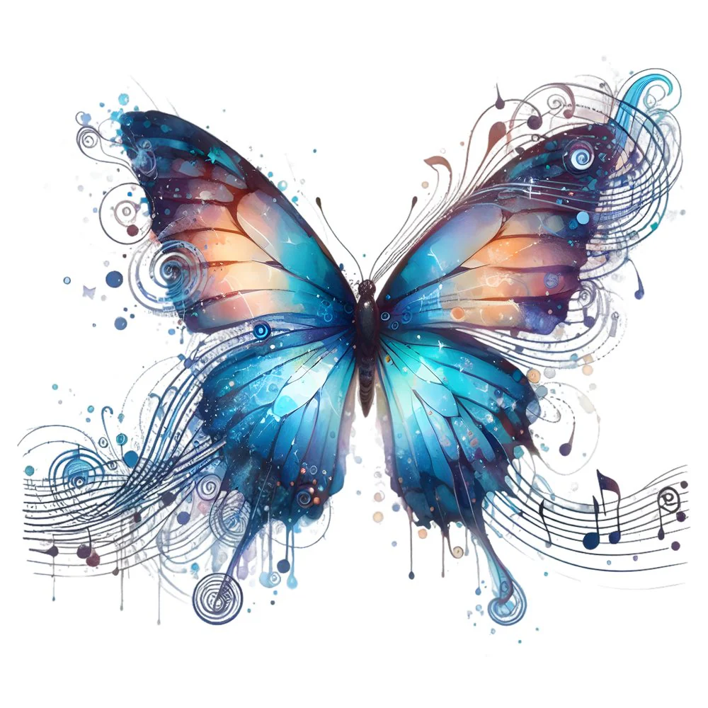 Mystical Butterflies Sound Waves #2 Fabric Panel