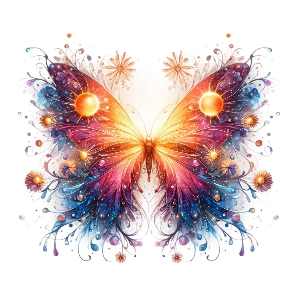 Mystical Butterflies Sunburst #2 Fabric Panel