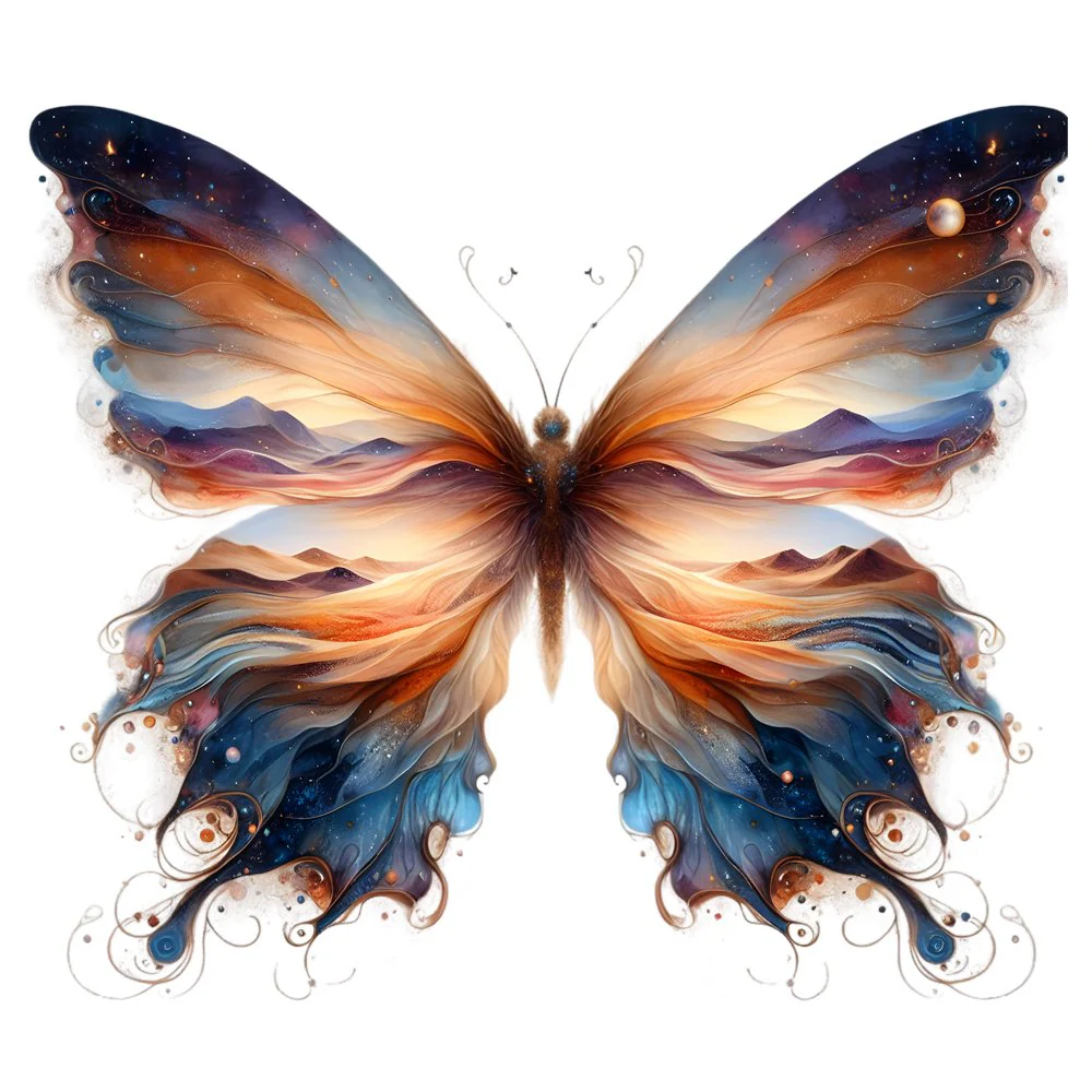 Mystical Butterflies Sunset #1 Fabric Panel