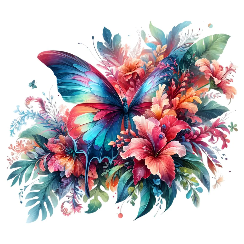 Mystical Butterflies Tropical #1 Fabric Panel