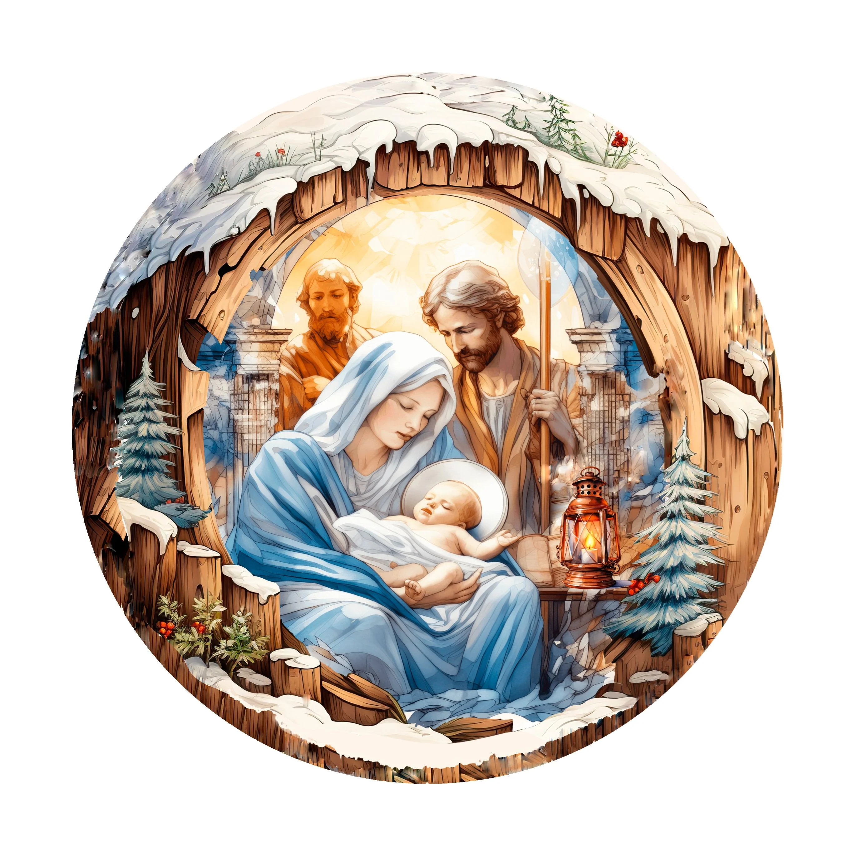 Nativity Scene Ornament #2 Fabric Panel