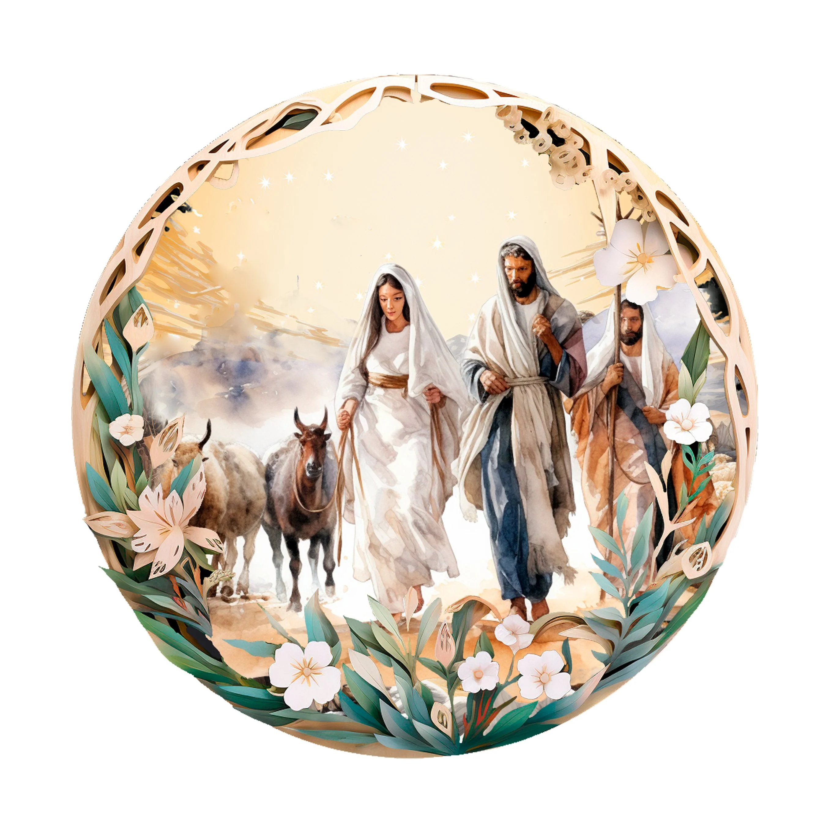 Nativity Scene Ornament #4 Fabric Panel