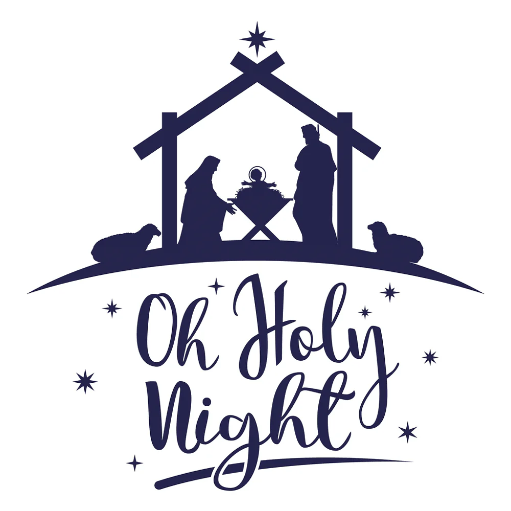Nativity Scene Silhouette Fabric Panel - White