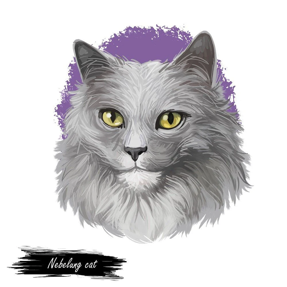 Nebelung Cat Portrait Fabric Panel
