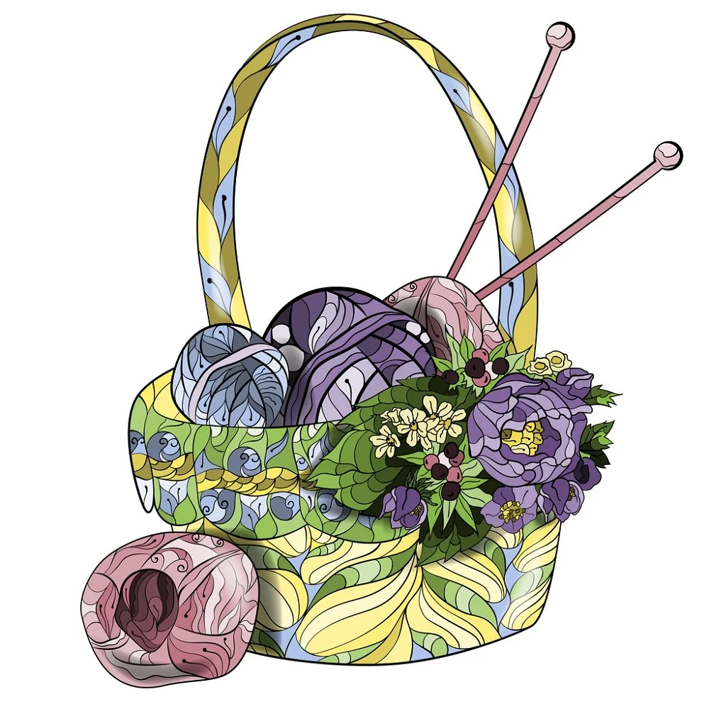 Needlework Basket Fabric Panel - Multi