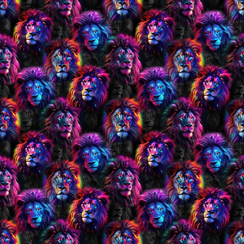 Neon Lion Fabric