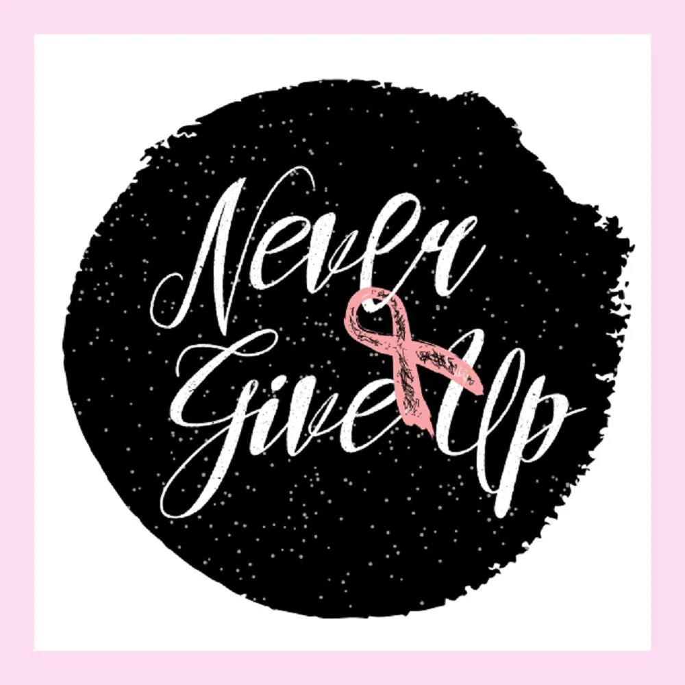 Never Give Up Circular Fabric Panel - Pink/Black