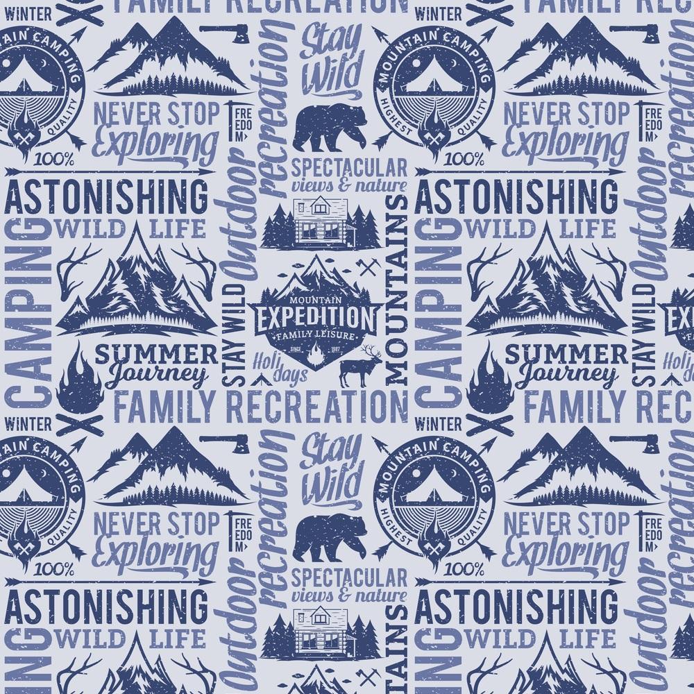 Never Stop Exploring Fabric - Blue