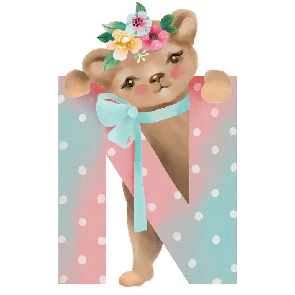 Nice Bear "N" Fabric Panel