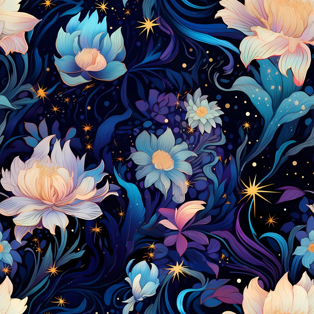 Nightlife Nouveau Floral Pattern #8 Fabric