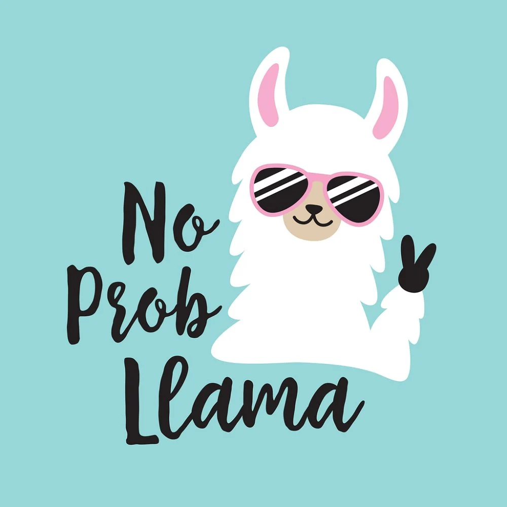 No Prob Llama Fabric Panel - Blue