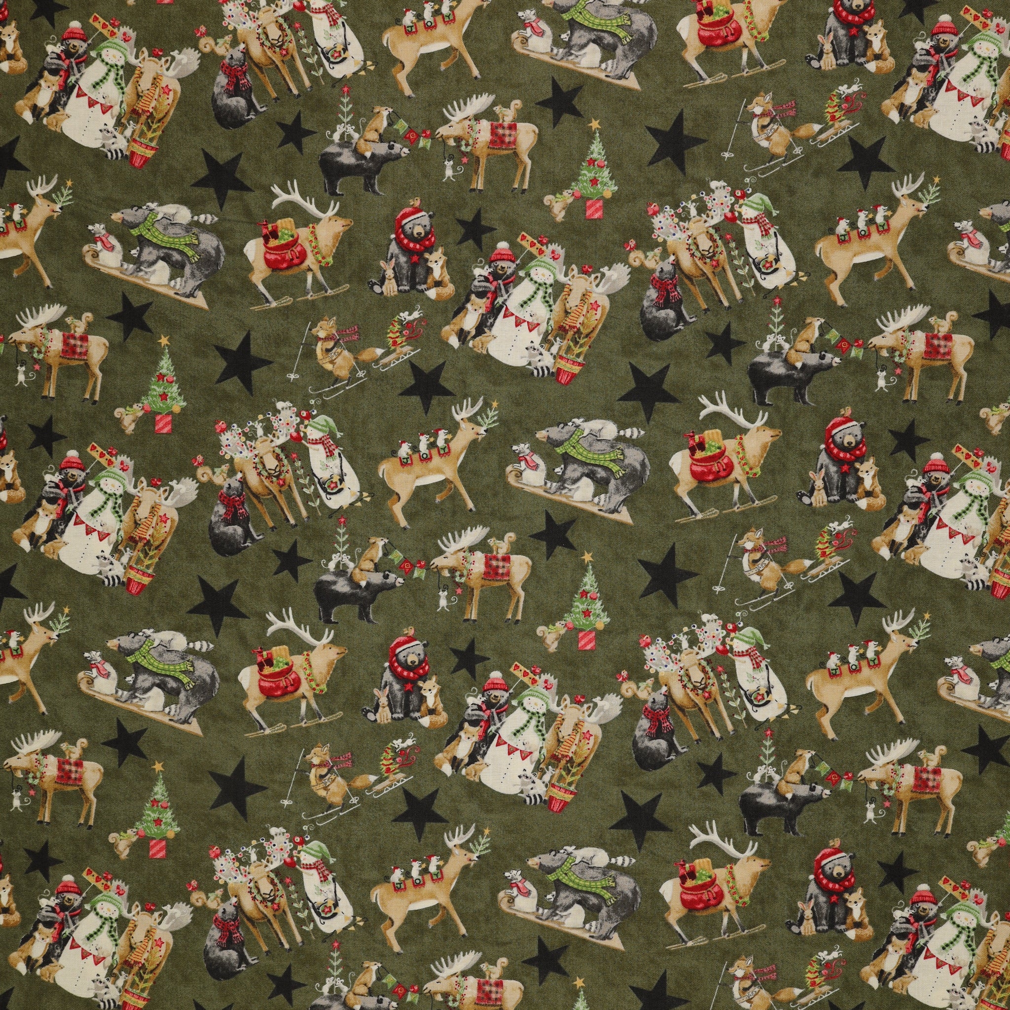 Northern Christmas Fabric Collection - Main Green