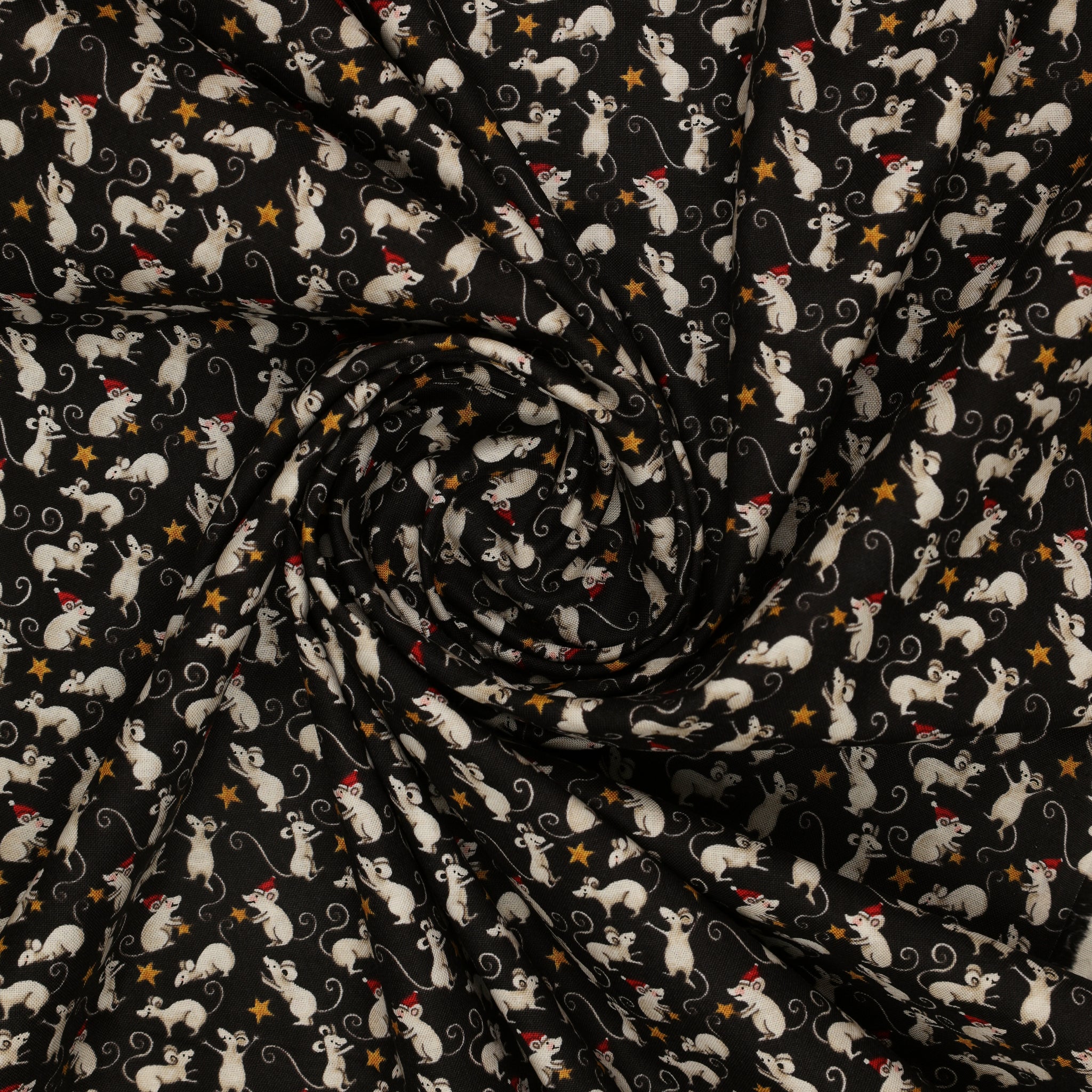 Northern Christmas Fabric Collection - Mice Black - Image 2