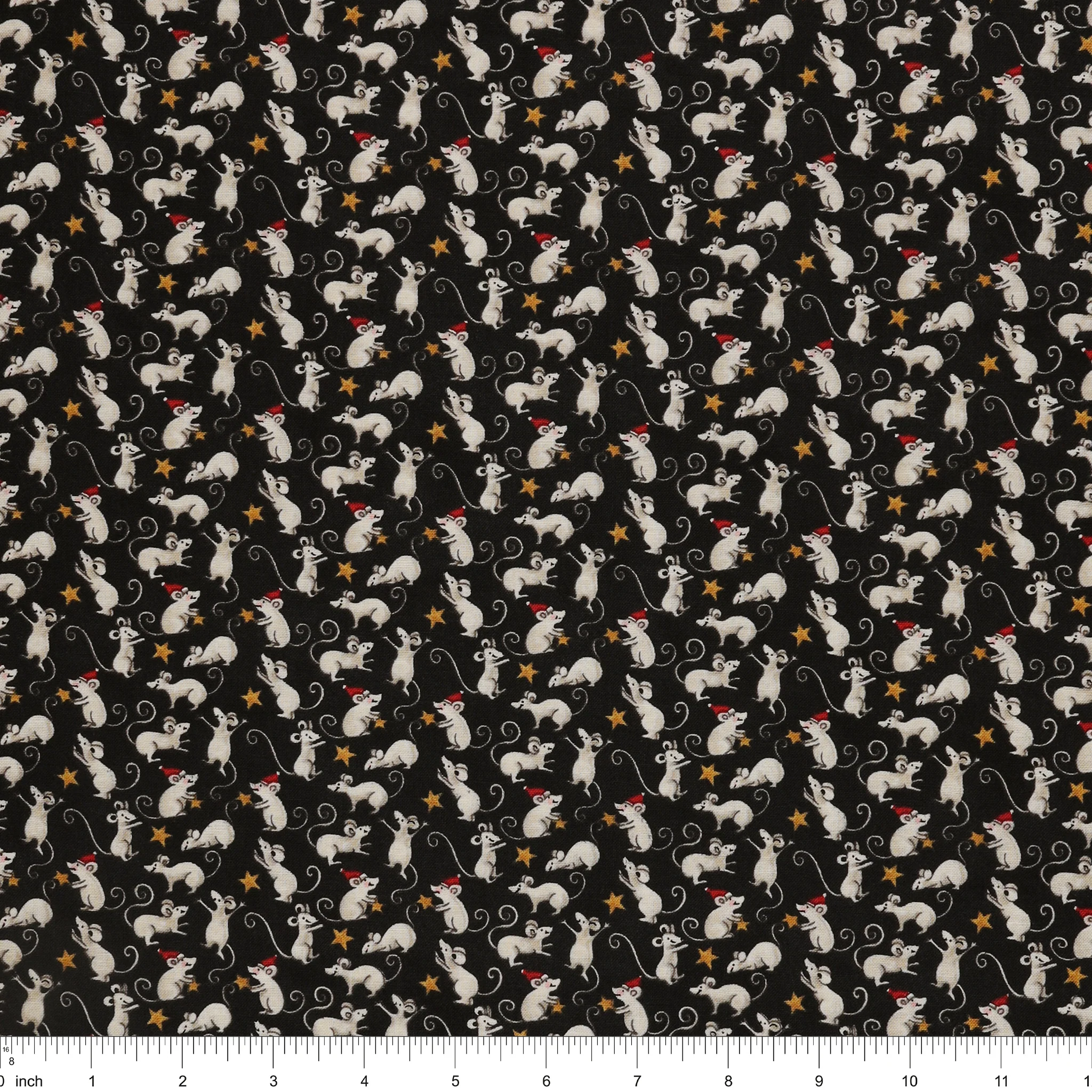 Northern Christmas Fabric Collection - Mice Black - Image 3